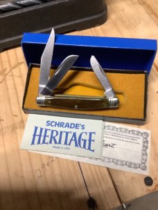 Schrade Heritage series small stockman in green bone