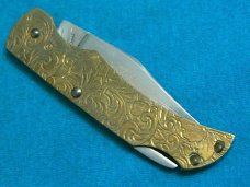VINTAGE QUEEN 048 8445E USA 1998 LOCKBACK GUN COLLECTOR ENGRAVED FOLDING POCKET KNIFE KNIVES BOX OLD