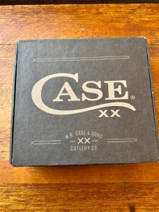 Case xx - 6207SS  Dark Red Bone Peach Seed Jigged Mini Trapper w/Cigar Box #71224
