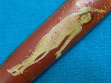 VINTAGE FANCY HANDLE HAMMER BRAND NAKED NUDE RISQUE FOLDING POCKET TOOTHPICK FISH KNIFE KNIVES OLD