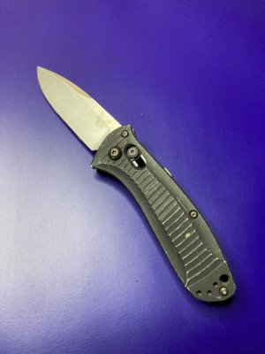 Benchmade 5500 AUTO Mini Presidio 2.97" Satin Plain Blade, Black Aluminum Handles