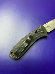 Benchmade 5500 AUTO Mini Presidio 2.97" Satin Plain Blade, Black Aluminum Handles