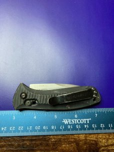 Benchmade 5500 AUTO Mini Presidio 2.97" Satin Plain Blade, Black Aluminum Handles