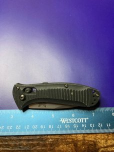 Benchmade 5500 AUTO Mini Presidio 2.97" Satin Plain Blade, Black Aluminum Handles