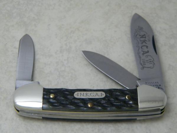Rodgers Wostenholm England 1978 NKCA Club Knife Bone 3 Blade Canoe