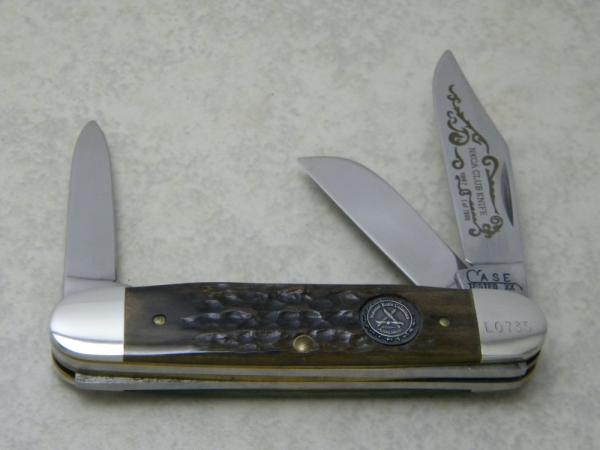 Case Tested XX USA SS 2 Dot (1987) NKCA Club Knife G6345 1/2 SS Green Bone Stockman