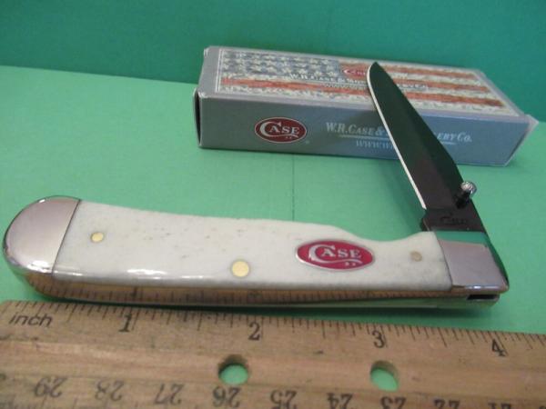 Case XX 2018 Raised Letter Red Shield Natural Bone PVD Blade Trapperlock Pattern # 6154LC SS