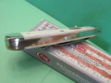 Case XX 2018 Raised Letter Red Shield Natural Bone PVD Blade Trapperlock Pattern # 6154LC SS