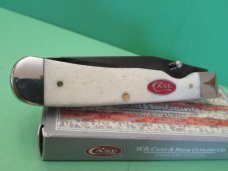 Case XX 2018 Raised Letter Red Shield Natural Bone PVD Blade Trapperlock Pattern # 6154LC SS