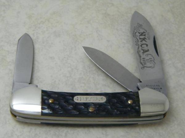 Rodgers Wostenholm England 1978 NKCA Club Knife Bone 3 Blade Canoe