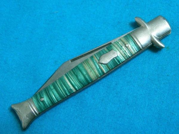 VINTAGE FANCY HANDLE IMPERIAL USA CANDY STRIPE FOLDING POCKET FISHTAIL BOWTIE KNIFE KNIVES OLD