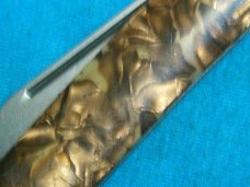 VINTAGE FANCY HANDLE HAMMER BRAND USA BROWN FOLDING POCKET TOOTHPICK TICKLER FISH KNIFE KNIVES OLD