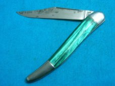 VINTAGE FANCY HANDLE HAMMER BRAND USA FOLDING POCKET TOOTHPICK TICKLER FISH KNIFE KNIVES OLD GREEN
