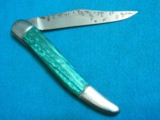 VINTAGE FANCY HANDLE HAMMER BRAND USA FOLDING POCKET TOOTHPICK TICKLER FISH KNIFE KNIVES OLD GREEN