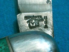 VINTAGE FANCY HANDLE HAMMER BRAND USA FOLDING POCKET TOOTHPICK TICKLER FISH KNIFE KNIVES OLD GREEN