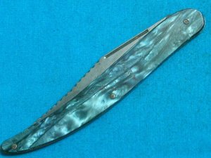 ANTIQUE VINTAGE FANCY HANDLE FOLDING POCKET TOOTHPICK TICKLER FISH KNIFE KNIVES OLD GREEN