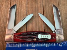 Queen City Cutlery Classics Congress Wine Red Carved Stag Bone