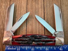 Queen City Cutlery Classics Congress Wine Red Carved Stag Bone