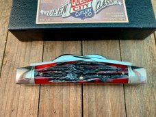 Queen City Cutlery Classics Congress Wine Red Carved Stag Bone