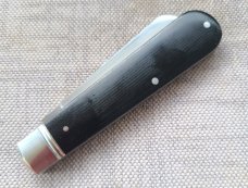 Mike Moran Straight Sheepsfoot Jack..Black Canvas MIcarta..CPM-154...3.8"..coa,.pouch.... #170
