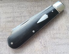 Mike Moran Straight Sheepsfoot Jack..Black Canvas MIcarta..CPM-154...3.8"..coa,.pouch.... #170