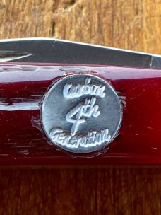 BEAR & SON MAROON STAG BONE MINI-TRAPPER FOLDING KNIFE