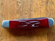 BEAR & SON MAROON STAG BONE MINI-TRAPPER FOLDING KNIFE