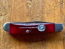 BEAR & SON MAROON STAG BONE MINI-TRAPPER FOLDING KNIFE