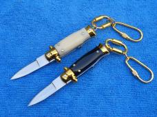New 3-3/4" Italian wasp body Stiletto keychain knife set Ivory &Horn brass bolsters