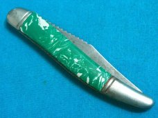 ANTIQUE VINTAGE GERMANY FANCY HANDLE FOLDING POCKET TOOTHPICK TICKLER FISH KNIFE KNIVES OLD GREEN