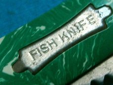 ANTIQUE VINTAGE GERMANY FANCY HANDLE FOLDING POCKET TOOTHPICK TICKLER FISH KNIFE KNIVES OLD GREEN