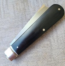Mike Moran Straight One Arm Razor Jack..Black Canvas MIcarta..CPM-154...3.75"..coa,.pouch.... #170
