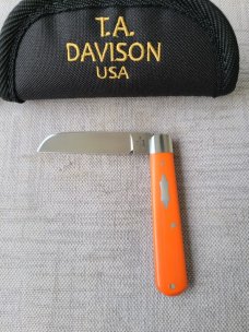 T A Davison Straight Lambsfoot Jack.3.625".Orange G10..Cpm154..jeweled liners..#2373..New from maker