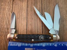 Henckels by Boker 4 Blade Stockman Hellbraun Pin Feather Jigged Bone