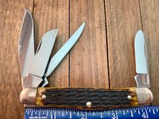 Henckels by Boker 4 Blade Stockman Hellbraun Pin Feather Jigged Bone