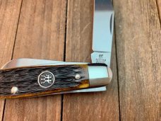 Henckels by Boker 4 Blade Stockman Hellbraun Pin Feather Jigged Bone