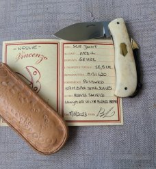 Vincenzo Balistreri Polished Sambar Stag Nessie Slipjoin...3.75"...Lanyard.. Bead..AEB-L..coa..slip.