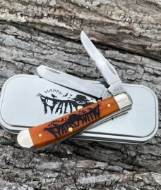 CASE XX ** 2022 ADE HALLOWEEN ORANGE/BLACK SMOOTH BONE PUMPKIN CARVER MINI TRAPPER