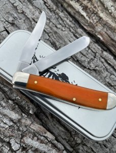CASE XX ** 2022 ADE HALLOWEEN ORANGE/BLACK SMOOTH BONE PUMPKIN CARVER MINI TRAPPER