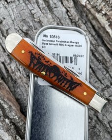 CASE XX ** 2022 ADE HALLOWEEN ORANGE/BLACK SMOOTH BONE PUMPKIN CARVER MINI TRAPPER
