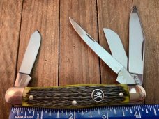 Henckels by Boker 4 Blade Stockman Mountain Moss Green Bone