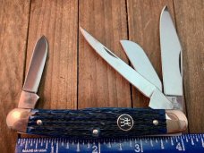 Henckels by Boker 4 Blade Stockman Deep Blue Pin Feather Jigged Bone 