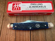 Henckels by Boker 4 Blade Stockman Deep Blue Pin Feather Jigged Bone 