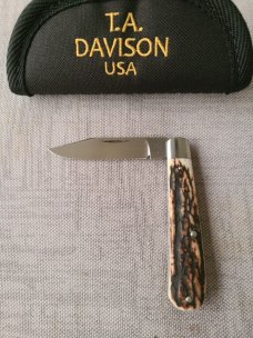 Todd Davison Sambar Stag Trapper...Cpm154..3 13/16" closed..jeweled liners..#2374...New from maker 