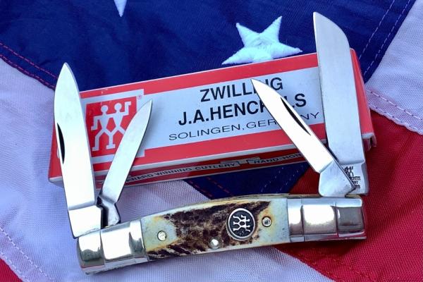 J A Henckels Congress Knife w/ Great Stag Handles w/ Step Down Bolsters -NOS in Orig Box J A Henckels Congress Knife w/ Great Stag Handles w/ Step Down Bolsters -NOS in Orig Box