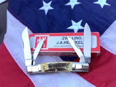 J A Henckels Congress Knife w/ Great Stag Handles w/ Step Down Bolsters -NOS in Orig Box