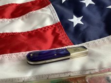 Bulldog Brand, HAND MADE -Single Blade Barlow with Blue Swirl Derlin Handles - NOS