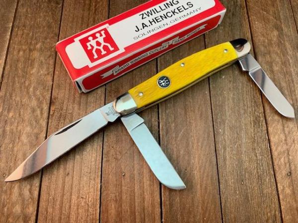 Henckels by Boker Stockman Bright Yellow Pin Feather Jigged Bone