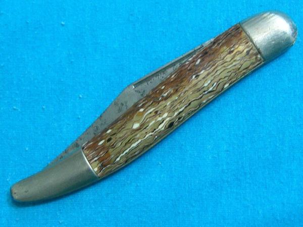 VINTAGE FANCY HANDLE HAMMER BRAND USA BROWN FOLDING POCKET TOOTHPICK TICKLER FISH KNIFE KNIVES OLD VINTAGE FANCY HANDLE HAMMER BRAND USA BROWN FOLDING POCKET TOOTHPICK TICKLER FISH KNIFE KNIVES OLD