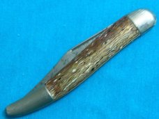 VINTAGE FANCY HANDLE HAMMER BRAND USA BROWN FOLDING POCKET TOOTHPICK TICKLER FISH KNIFE KNIVES OLD